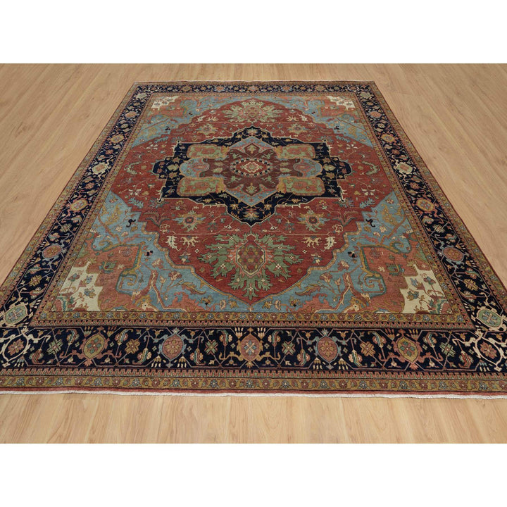 12'1" x 12'1" New Hand Knotted Red Wool Square Oriental Rug - MOA10291403