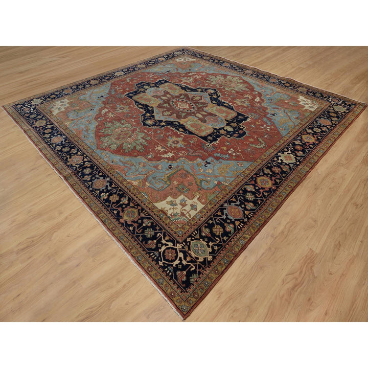 12'1" x 12'1" New Hand Knotted Red Wool Square Oriental Rug - MOA10291403