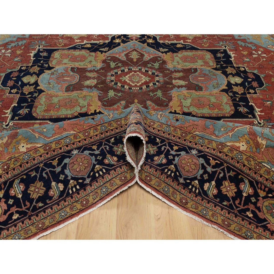 12'1" x 12'1" New Hand Knotted Red Wool Square Oriental Rug - MOA10291403