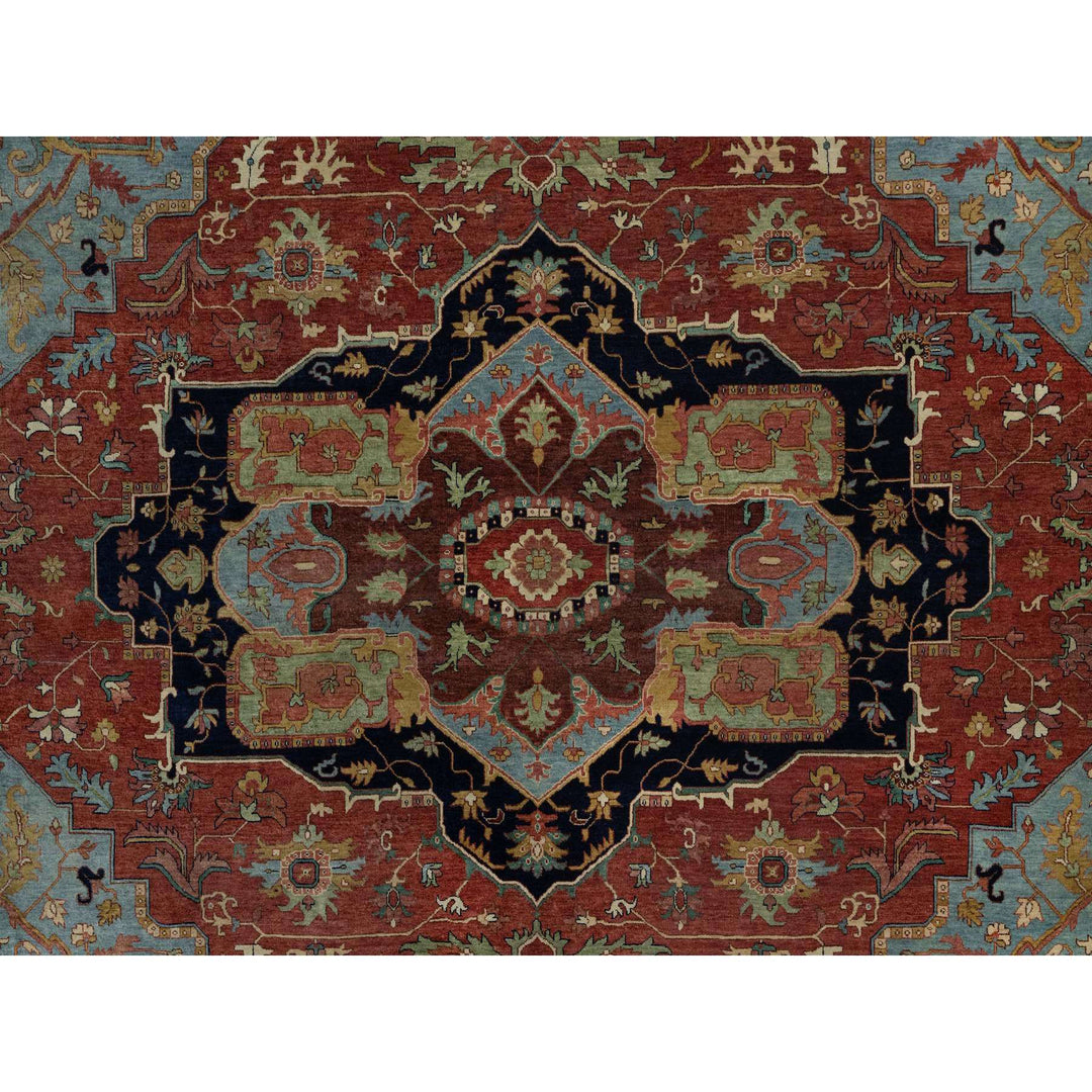 12'1" x 12'1" New Hand Knotted Red Wool Square Oriental Rug - MOA10291403