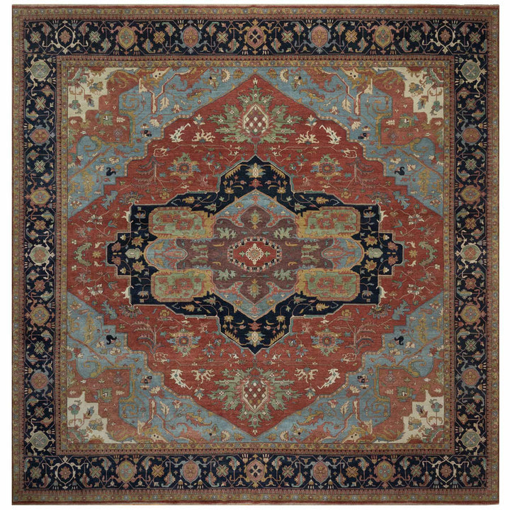 15'10" x 16'2" New Hand Knotted Red Wool Square Oriental Rug - MOA10291404