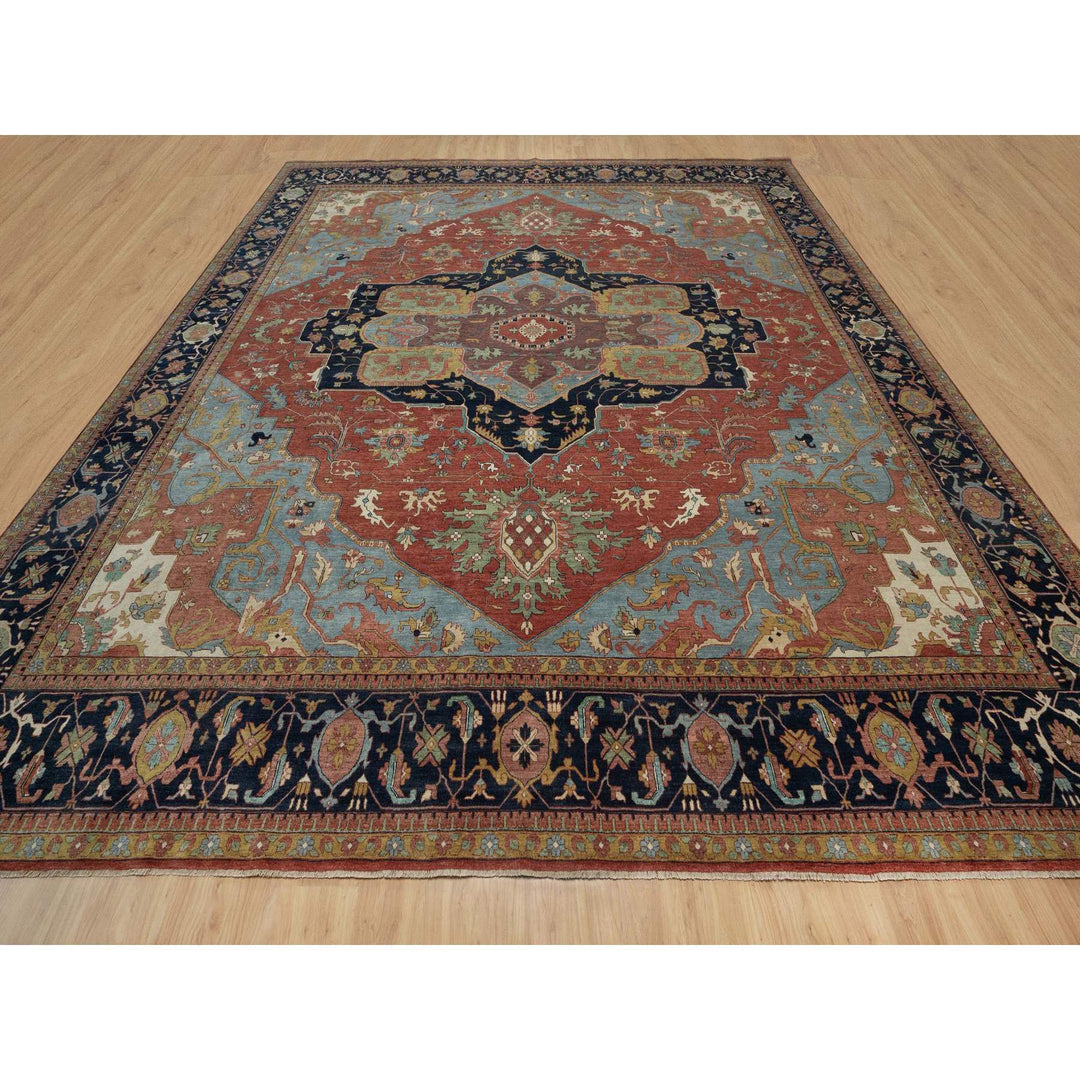 15'10" x 16'2" New Hand Knotted Red Wool Square Oriental Rug - MOA10291404