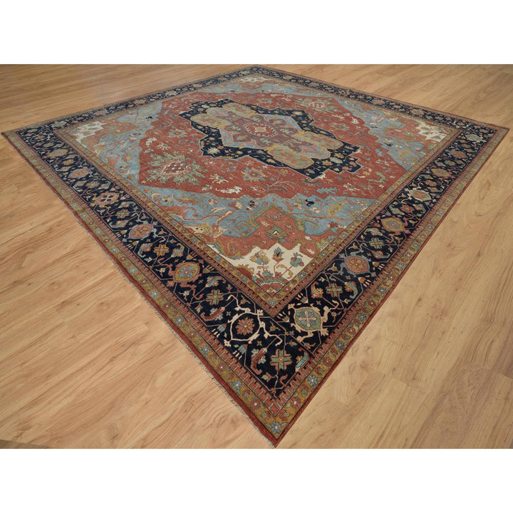 15'10" x 16'2" New Hand Knotted Red Wool Square Oriental Rug - MOA10291404