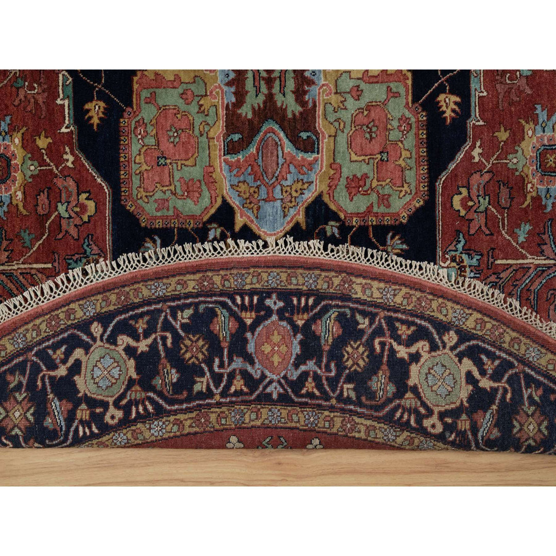 8'0" x 8'0" New Hand Knotted Red Wool Round Oriental Rug - MOA10291405