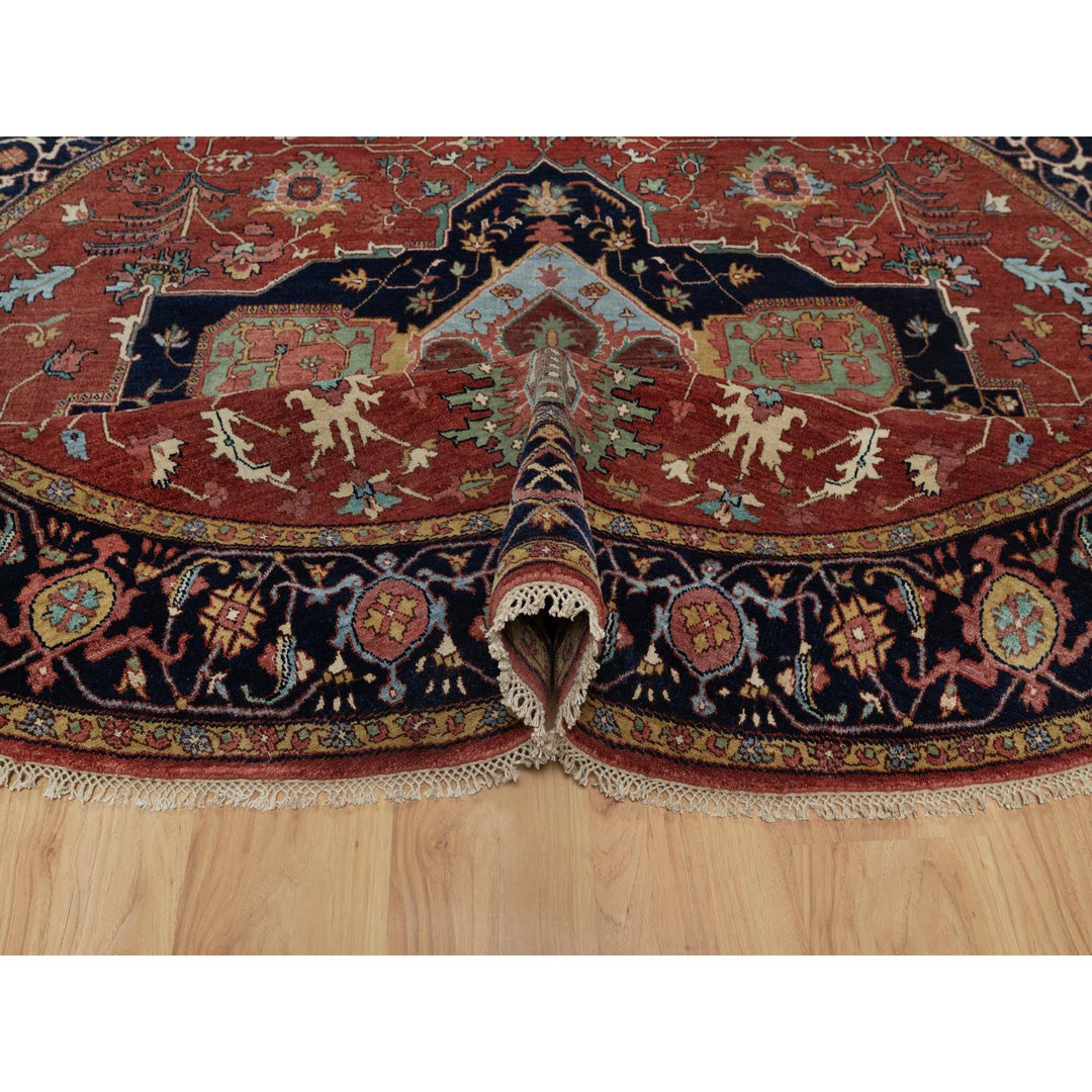 8'0" x 8'0" New Hand Knotted Red Wool Round Oriental Rug - MOA10291405
