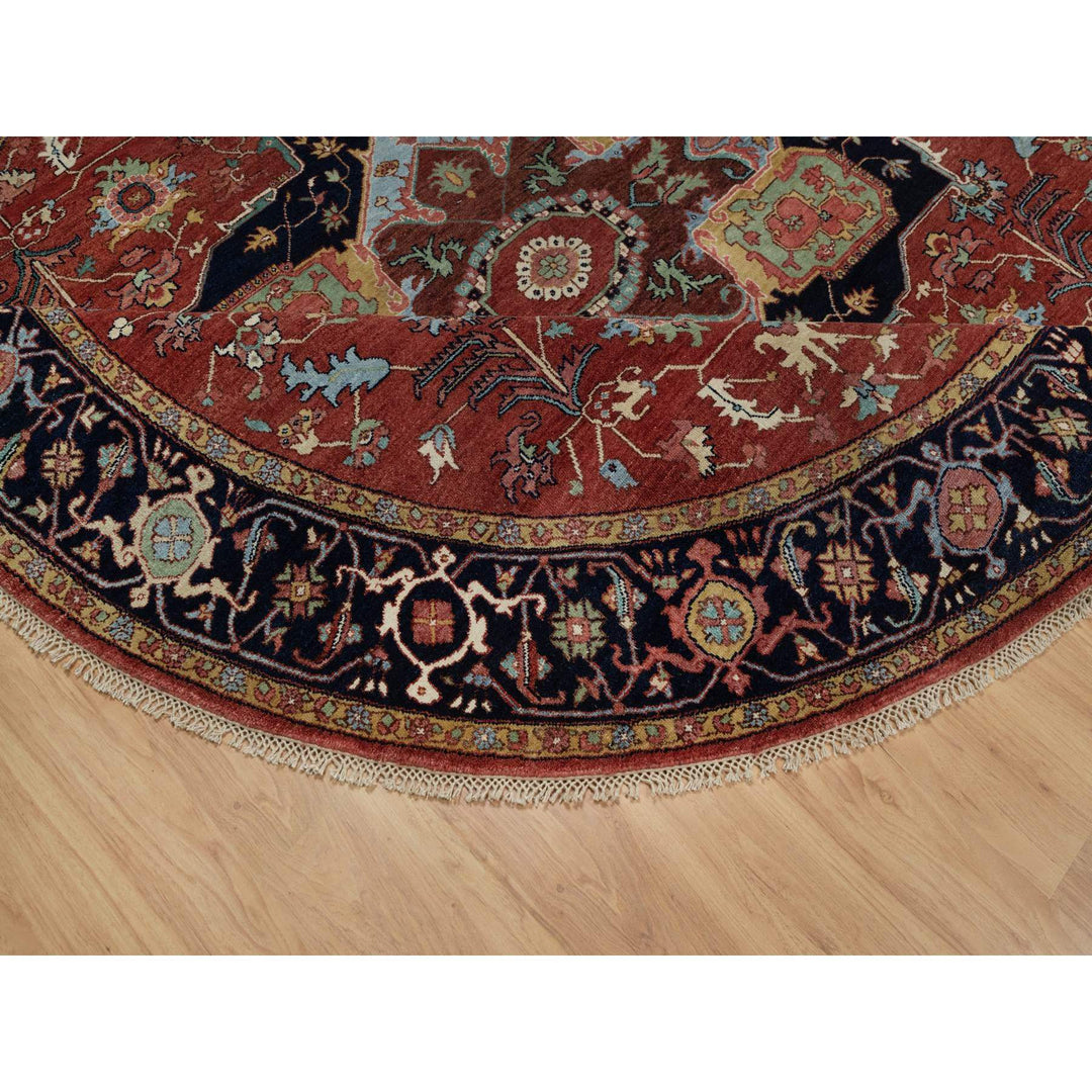 8'0" x 8'0" New Hand Knotted Red Wool Round Oriental Rug - MOA10291405