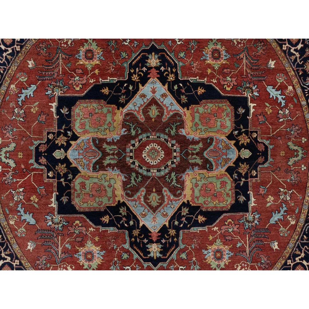 8'0" x 8'0" New Hand Knotted Red Wool Round Oriental Rug - MOA10291405