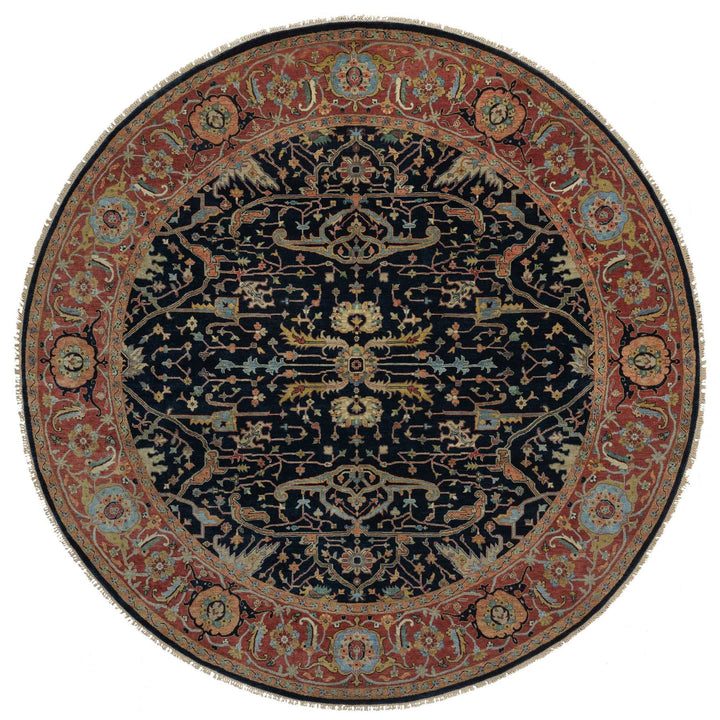 10'1" x 10'1" New Hand Knotted Blue Wool Round Oriental Rug - MOA10291406