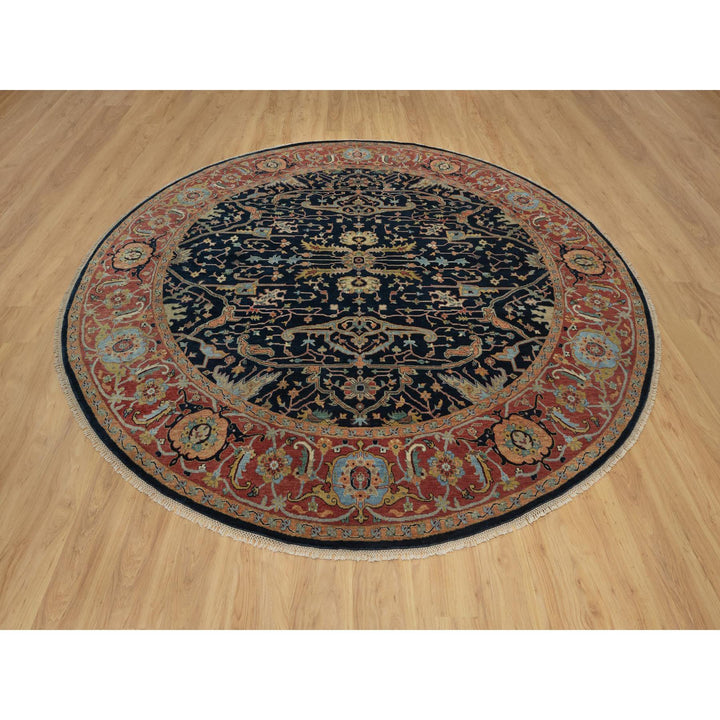 10'1" x 10'1" New Hand Knotted Blue Wool Round Oriental Rug - MOA10291406