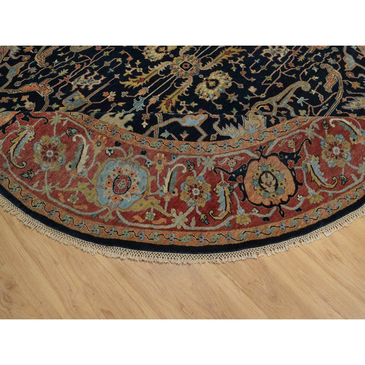 10'1" x 10'1" New Hand Knotted Blue Wool Round Oriental Rug - MOA10291406