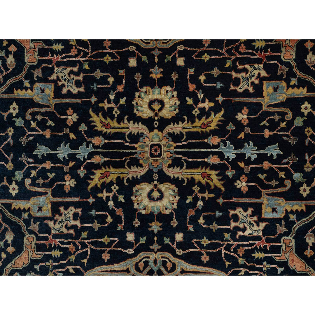 10'1" x 10'1" New Hand Knotted Blue Wool Round Oriental Rug - MOA10291406