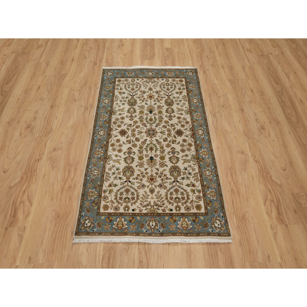 3'0" x 4'11" New Hand Knotted Ivory Wool Rectangle Oriental Rug - MOA10291407