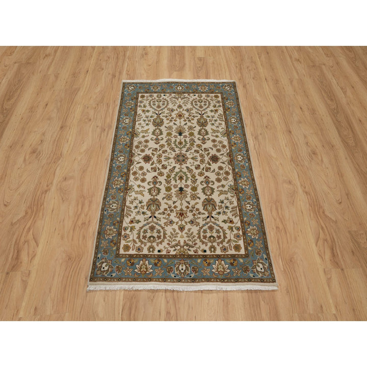 3'0" x 4'11" New Hand Knotted Ivory Wool Rectangle Oriental Rug - MOA10291407
