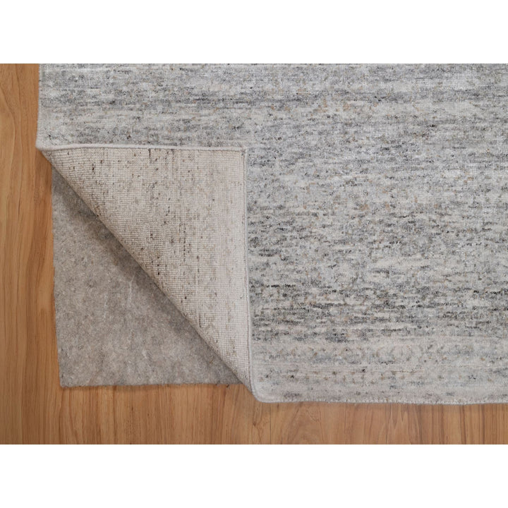 8'1" x 10'2" New Hand Knotted Grey Wool Rectangle Oriental Rug - MOA10291409
