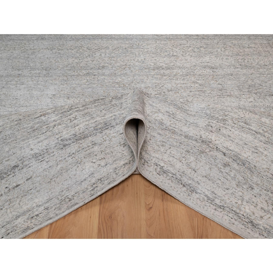 8'1" x 10'2" New Hand Knotted Grey Wool Rectangle Oriental Rug - MOA10291409