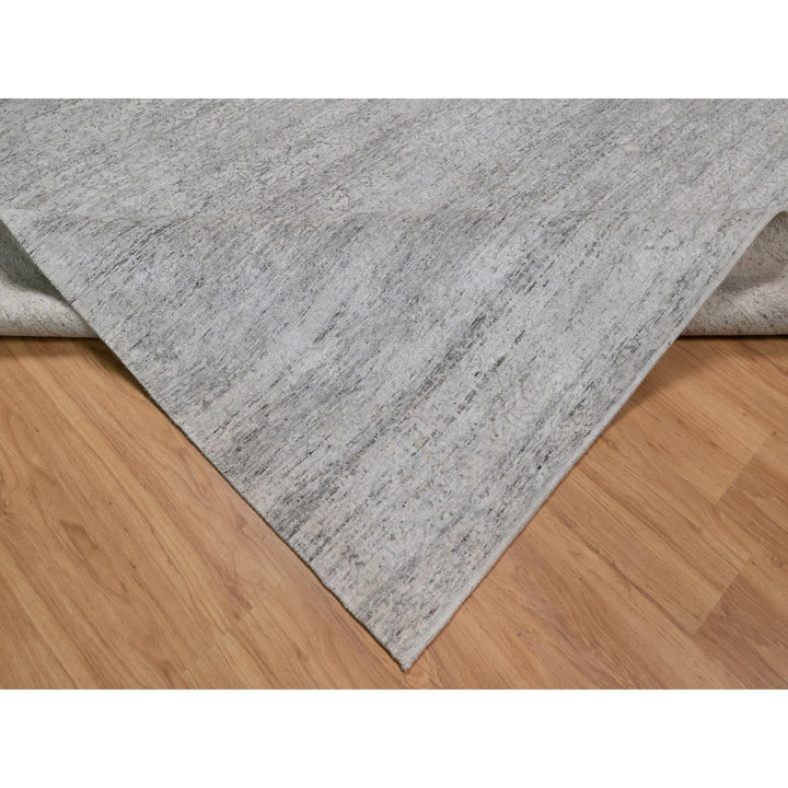 8'1" x 10'2" New Hand Knotted Grey Wool Rectangle Oriental Rug - MOA10291409