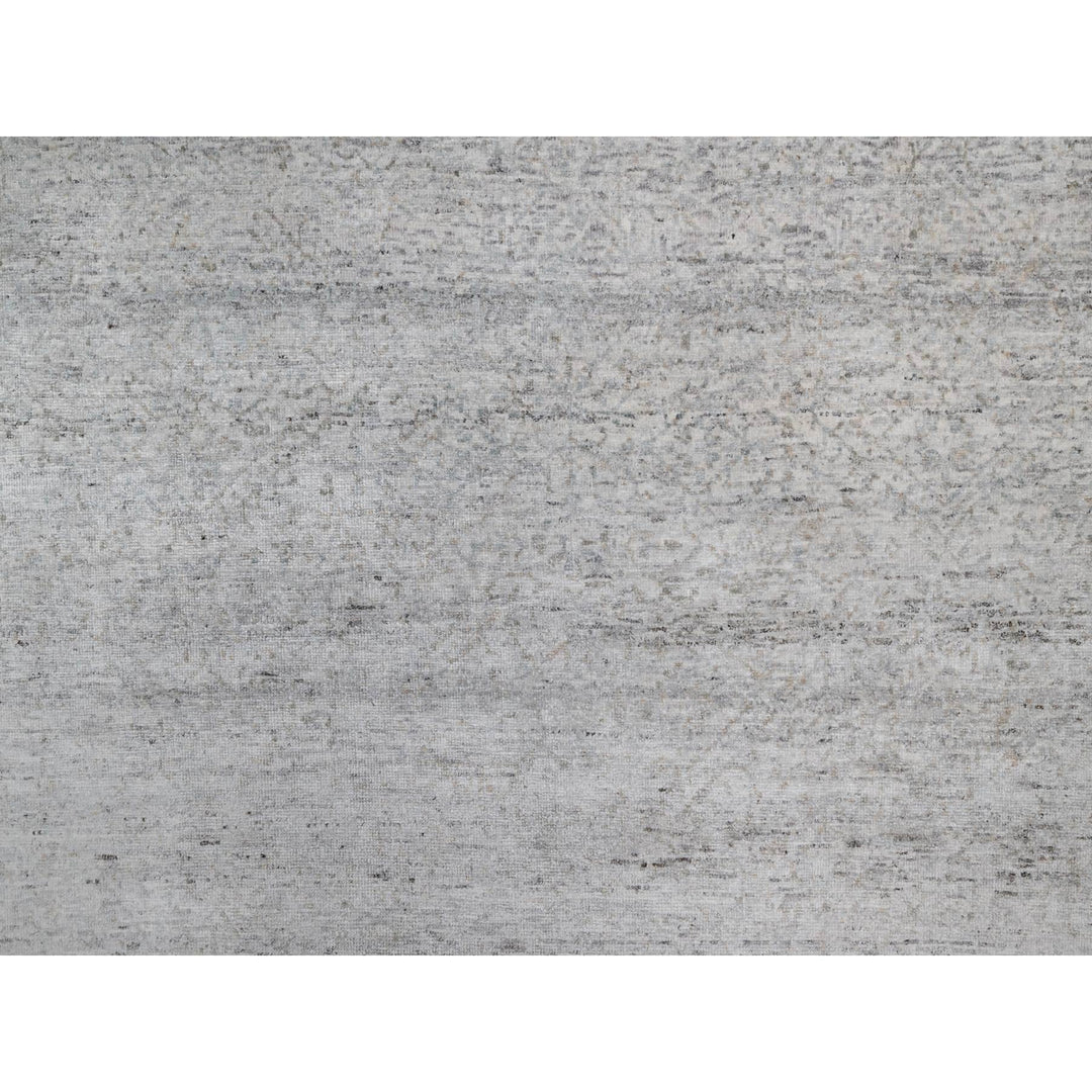 8'1" x 10'2" New Hand Knotted Grey Wool Rectangle Oriental Rug - MOA10291409