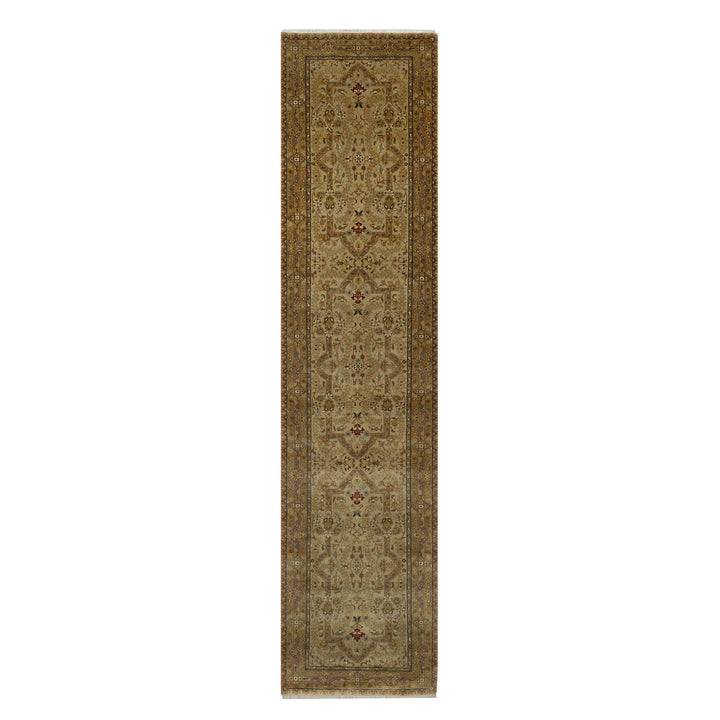 2'10" x 11'11" New Hand Knotted Brown Wool & Silk Runner Oriental Rug - MOA10291410