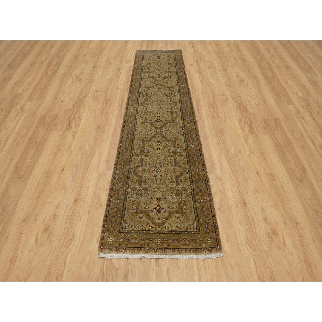 2'10" x 11'11" New Hand Knotted Brown Wool & Silk Runner Oriental Rug - MOA10291410