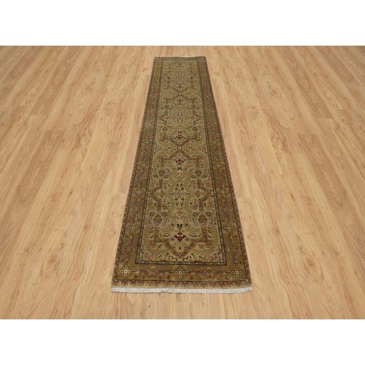 2'10" x 11'11" New Hand Knotted Brown Wool & Silk Runner Oriental Rug - MOA10291410