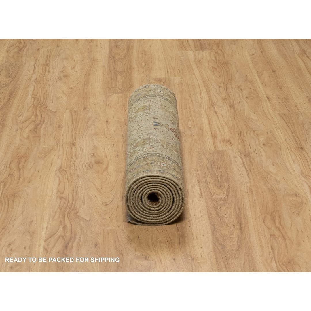 2'10" x 11'11" New Hand Knotted Brown Wool & Silk Runner Oriental Rug - MOA10291410