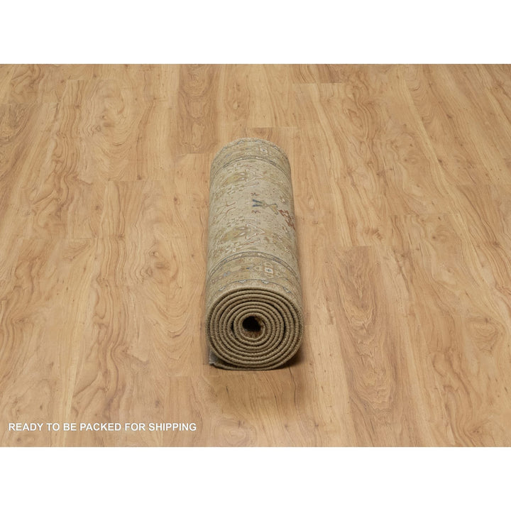 2'10" x 11'11" New Hand Knotted Brown Wool & Silk Runner Oriental Rug - MOA10291410