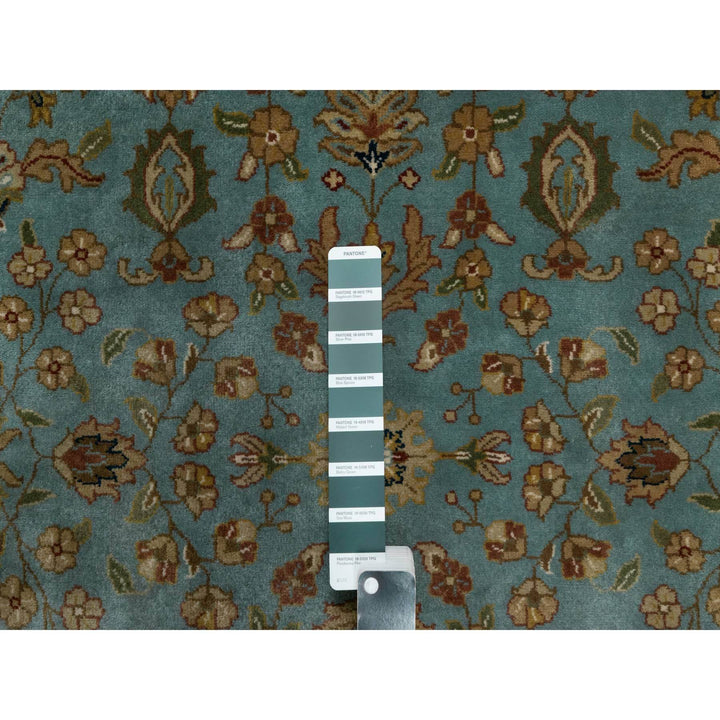3'2" x 19'7" New Hand Knotted Blue Wool Runner Oriental Rug - MOA10291412