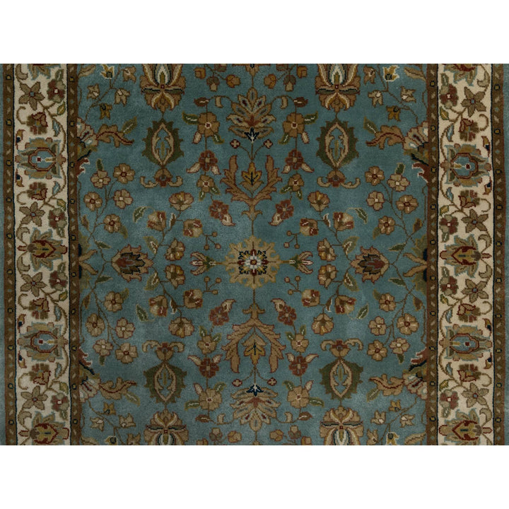 3'2" x 19'7" New Hand Knotted Blue Wool Runner Oriental Rug - MOA10291412