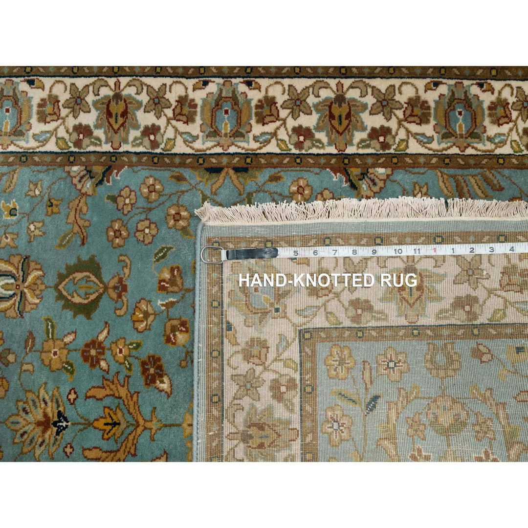 3'2" x 19'7" New Hand Knotted Blue Wool Runner Oriental Rug - MOA10291412