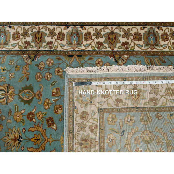 3'2" x 19'7" New Hand Knotted Blue Wool Runner Oriental Rug - MOA10291412