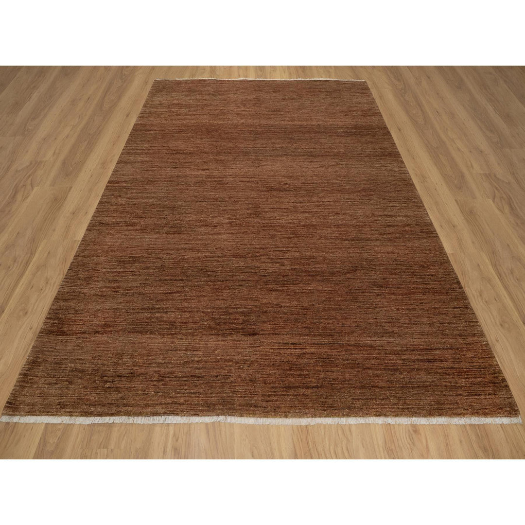 8'2" x 10'0" New Hand Knotted Brown Wool Rectangle Oriental Rug - MOA10291416