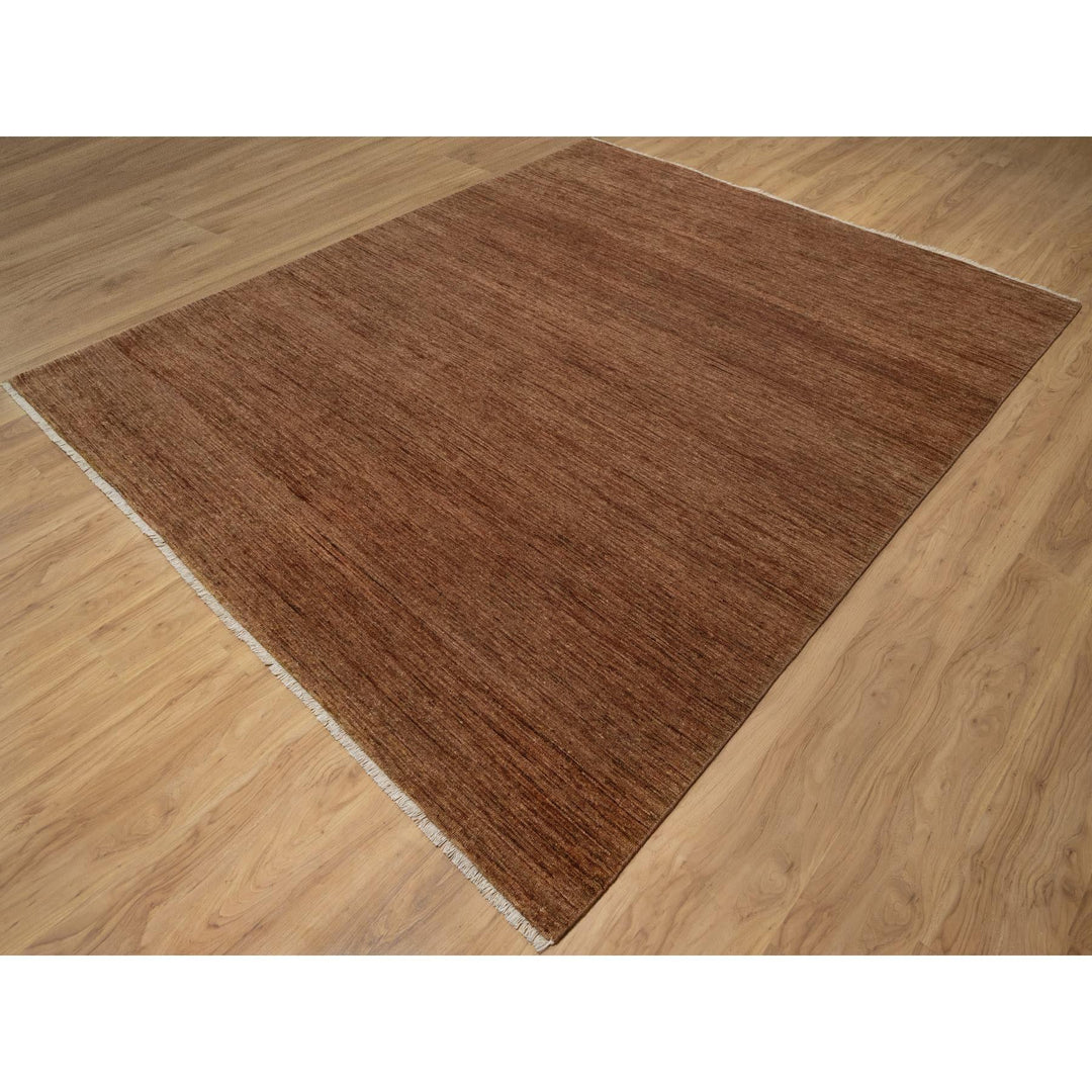 8'2" x 10'0" New Hand Knotted Brown Wool Rectangle Oriental Rug - MOA10291416