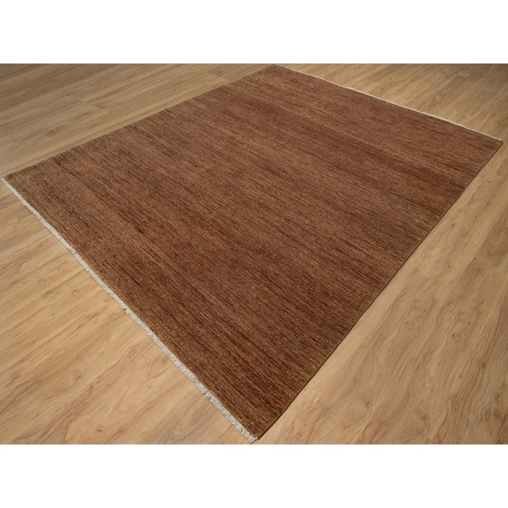 8'2" x 10'0" New Hand Knotted Brown Wool Rectangle Oriental Rug - MOA10291416