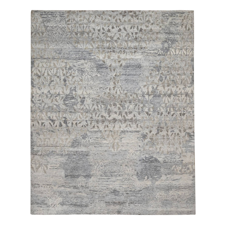 8'0" x 10'1" New Hand Knotted Ivory Wool Rectangle Oriental Rug - MOA10291422