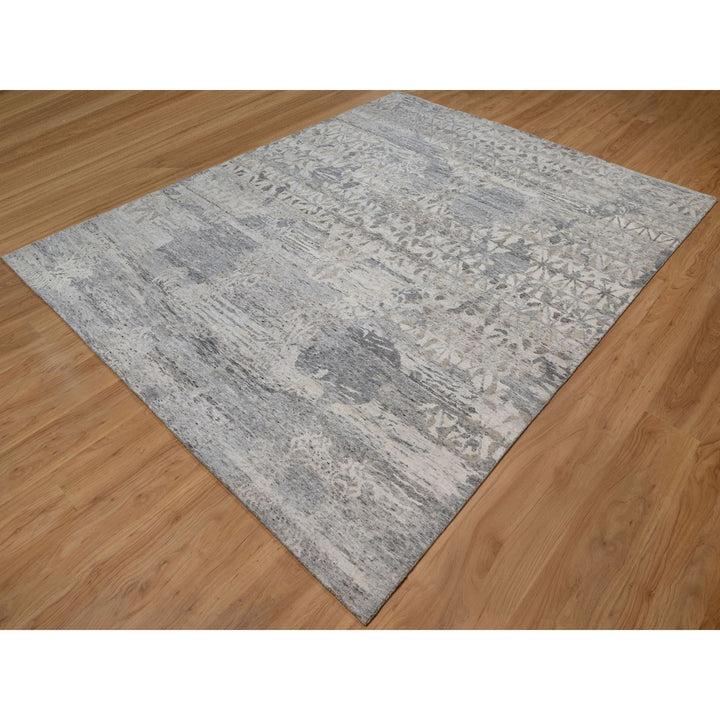 8'0" x 10'1" New Hand Knotted Ivory Wool Rectangle Oriental Rug - MOA10291422