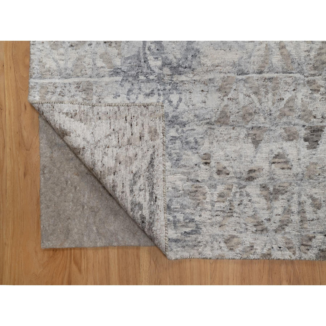 8'0" x 10'1" New Hand Knotted Ivory Wool Rectangle Oriental Rug - MOA10291422