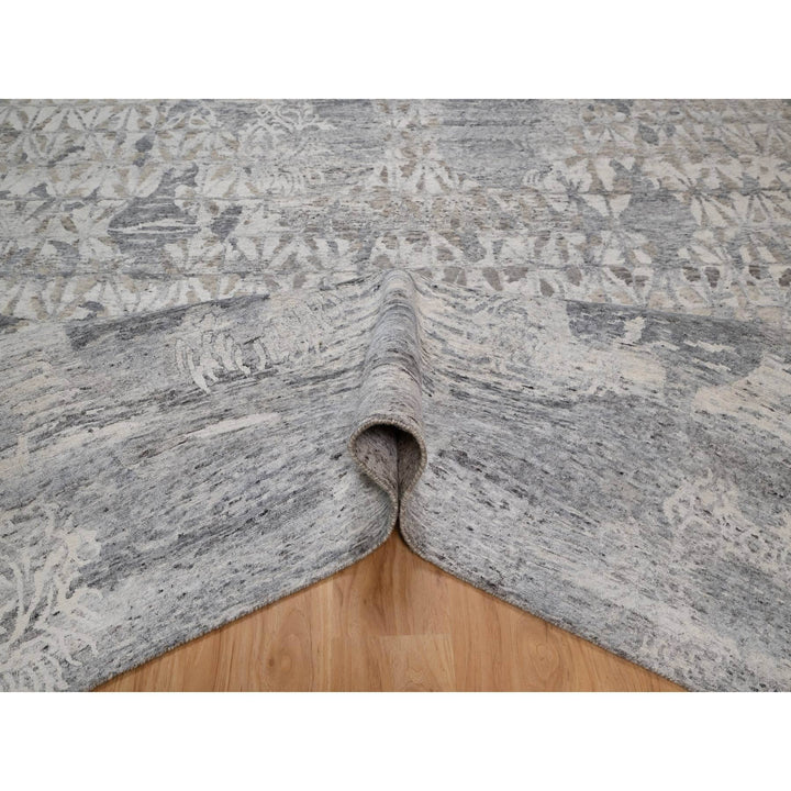 8'0" x 10'1" New Hand Knotted Ivory Wool Rectangle Oriental Rug - MOA10291422