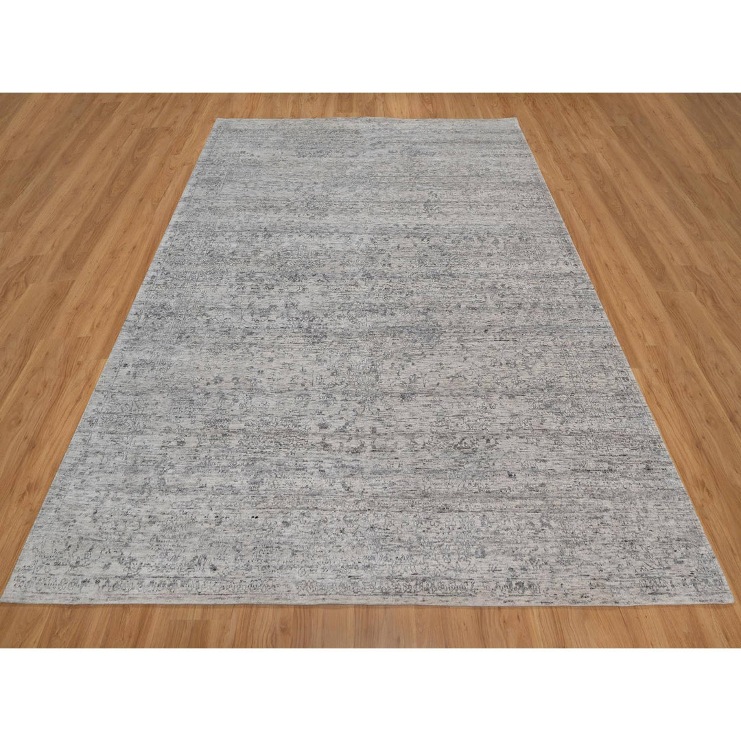 7'10" x 10'0" New Hand Knotted Ivory Wool Rectangle Oriental Rug - MOA10291423