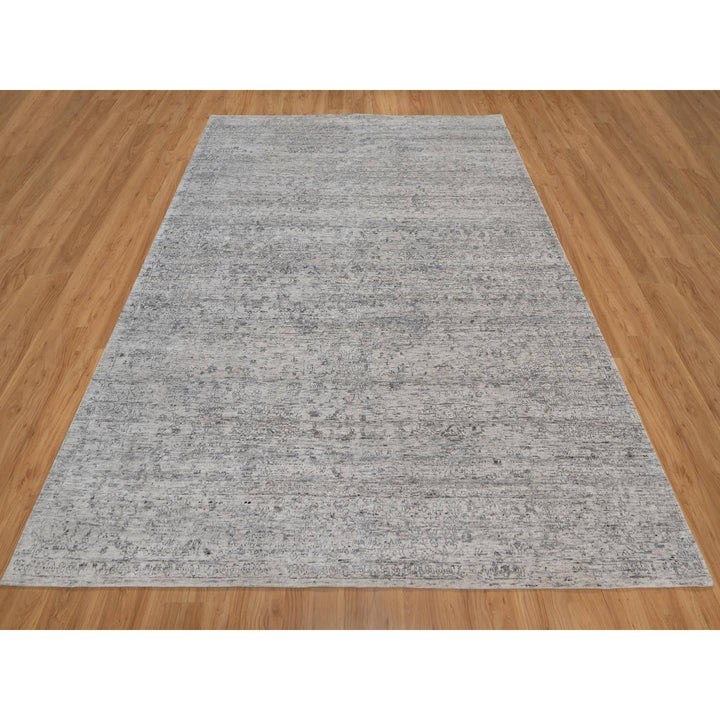 7'10" x 10'0" New Hand Knotted Ivory Wool Rectangle Oriental Rug - MOA10291423