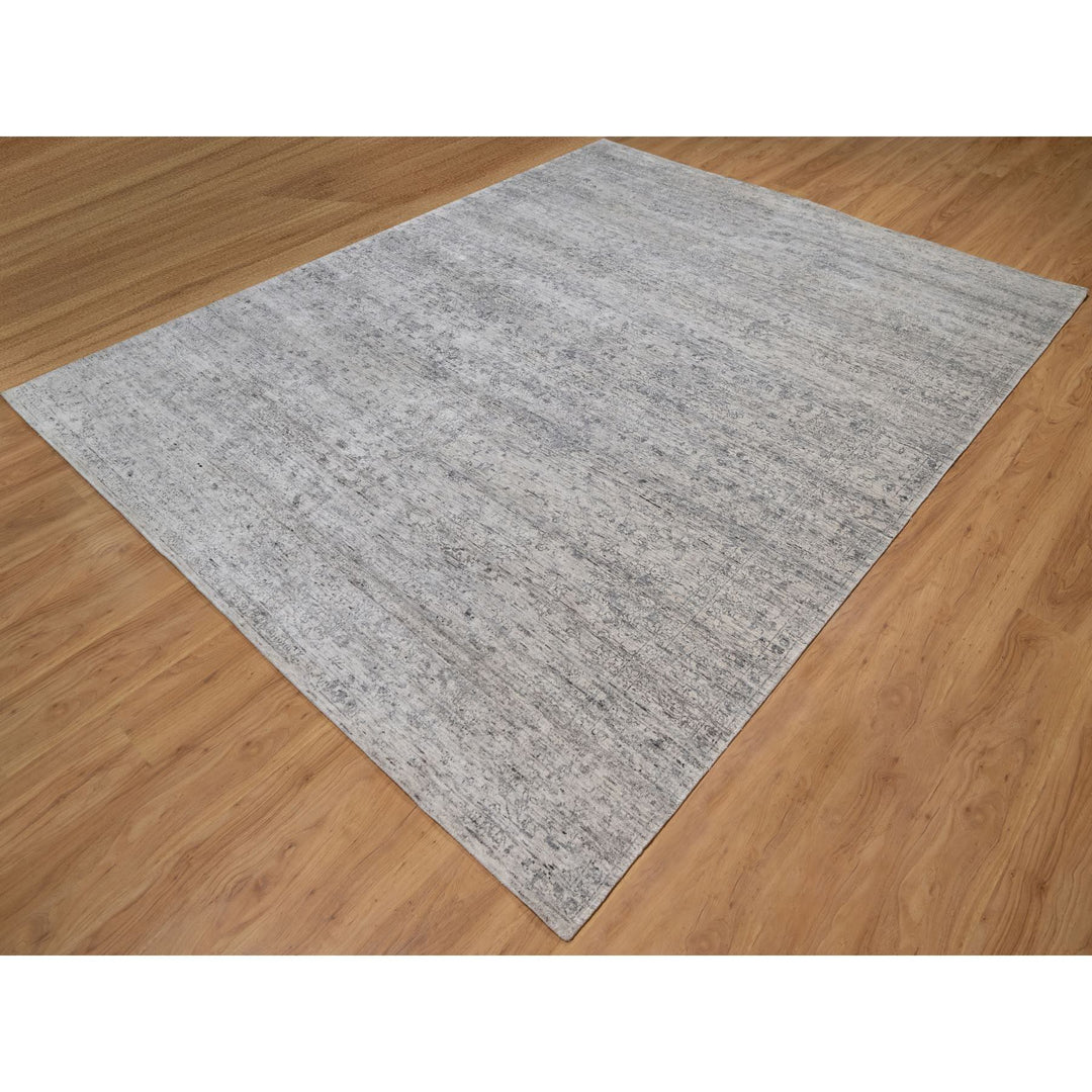 7'10" x 10'0" New Hand Knotted Ivory Wool Rectangle Oriental Rug - MOA10291423