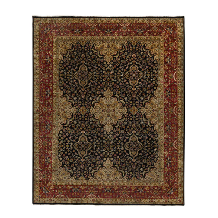 7'11" x 9'10" New Hand Knotted Black Wool Rectangle Oriental Rug - MOA10291434