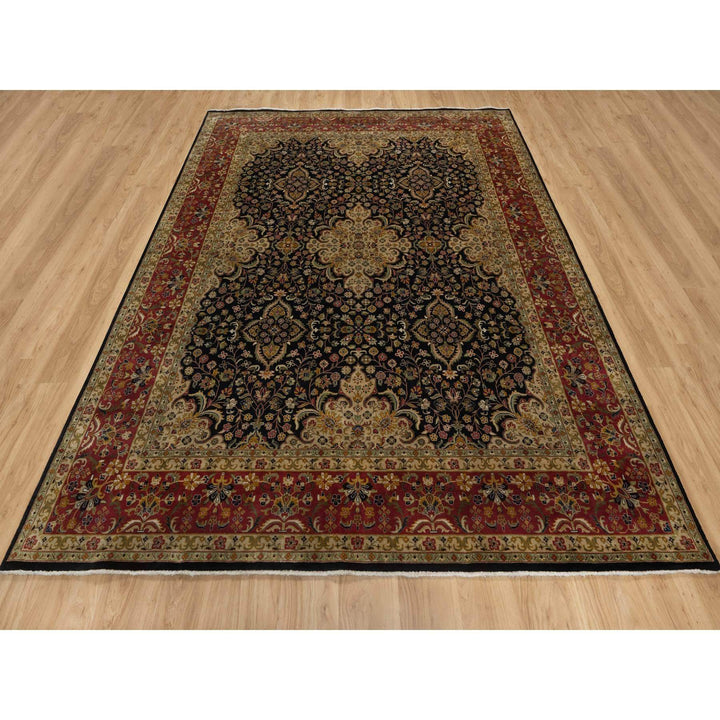 7'11" x 9'10" New Hand Knotted Black Wool Rectangle Oriental Rug - MOA10291434