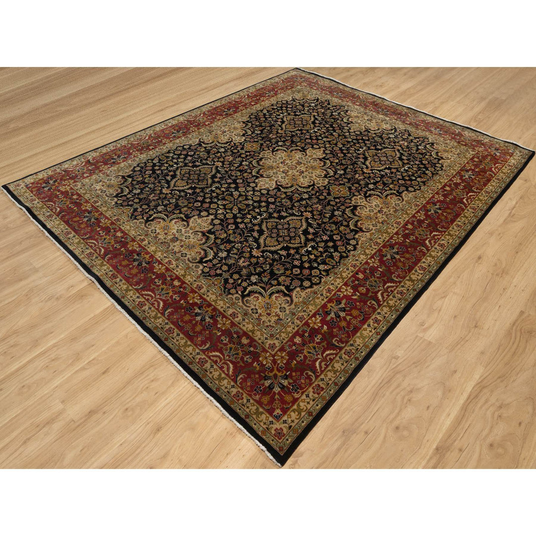 7'11" x 9'10" New Hand Knotted Black Wool Rectangle Oriental Rug - MOA10291434