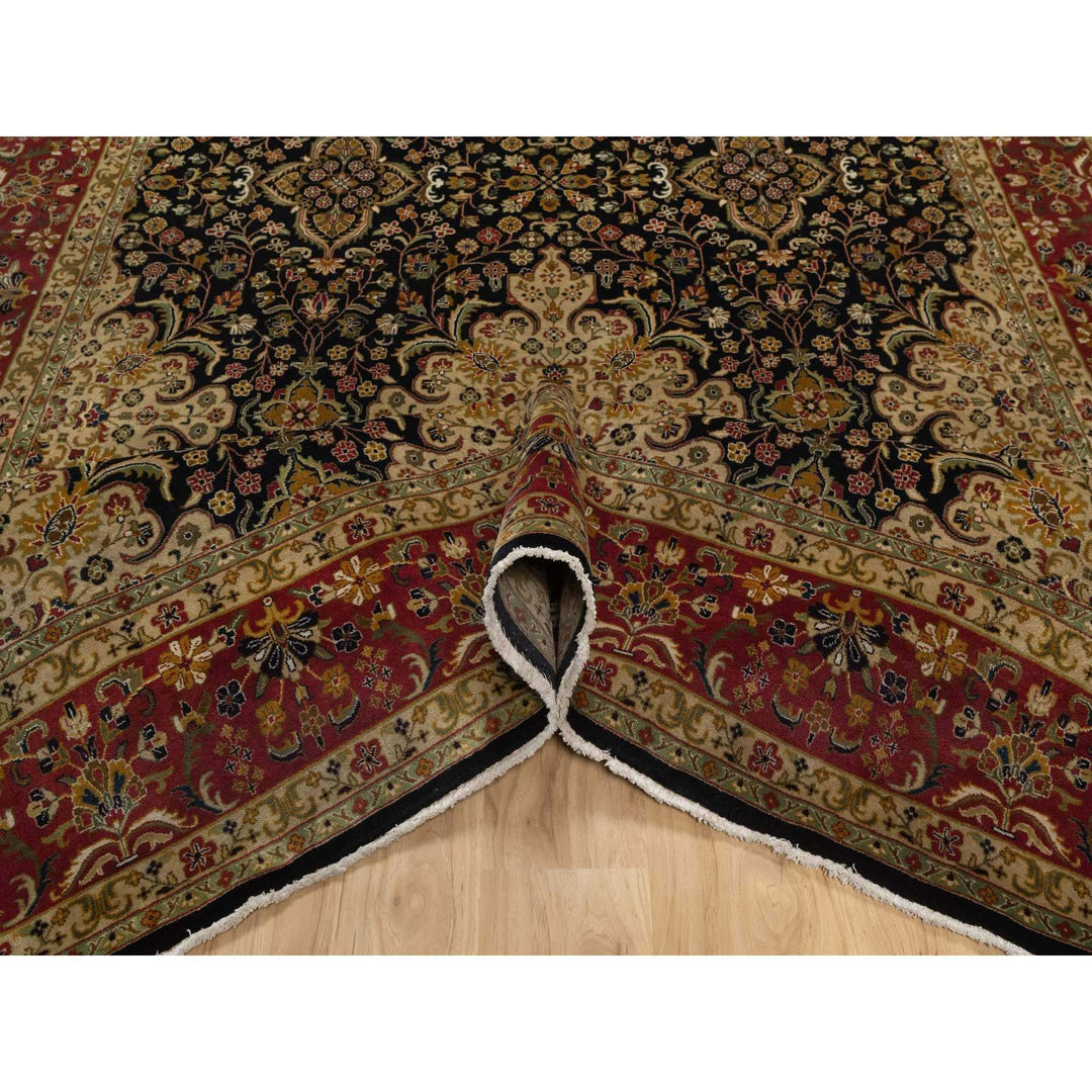 7'11" x 9'10" New Hand Knotted Black Wool Rectangle Oriental Rug - MOA10291434