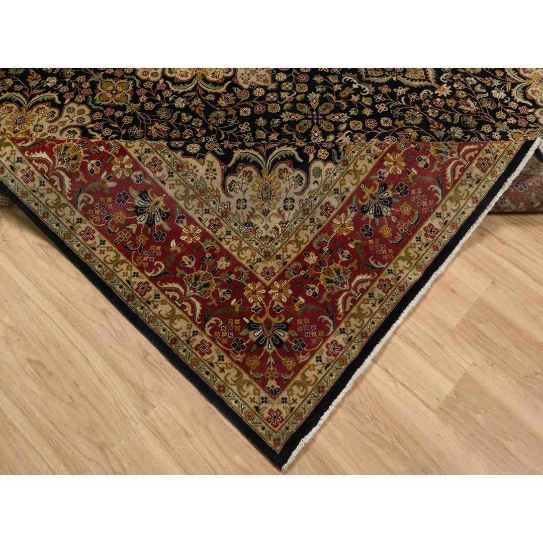 7'11" x 9'10" New Hand Knotted Black Wool Rectangle Oriental Rug - MOA10291434