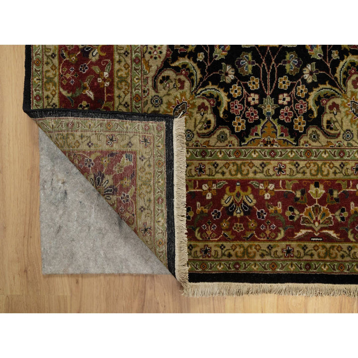 5'11" x 9'1" New Hand Knotted Black Wool Rectangle Oriental Rug - MOA10291435