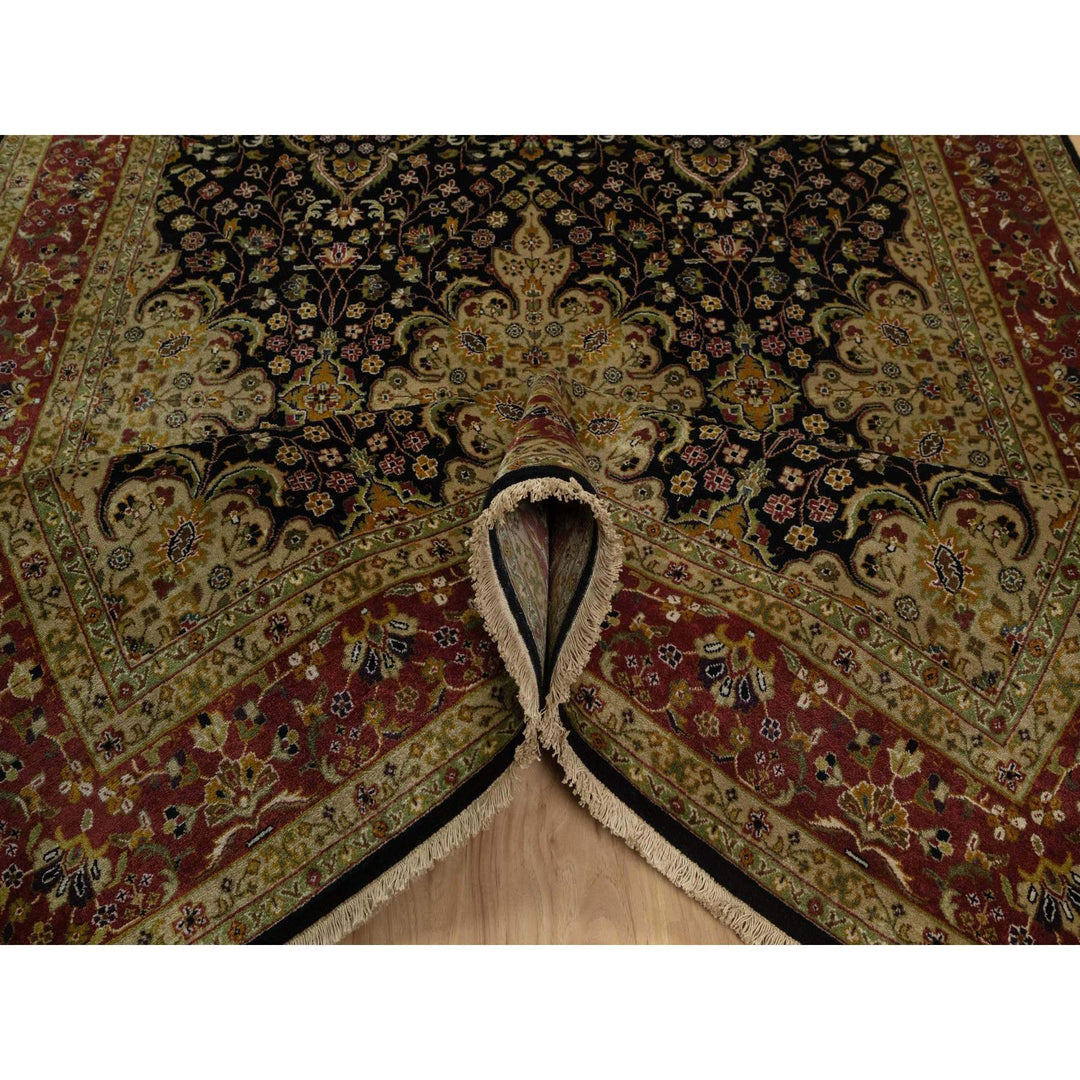 5'11" x 9'1" New Hand Knotted Black Wool Rectangle Oriental Rug - MOA10291435