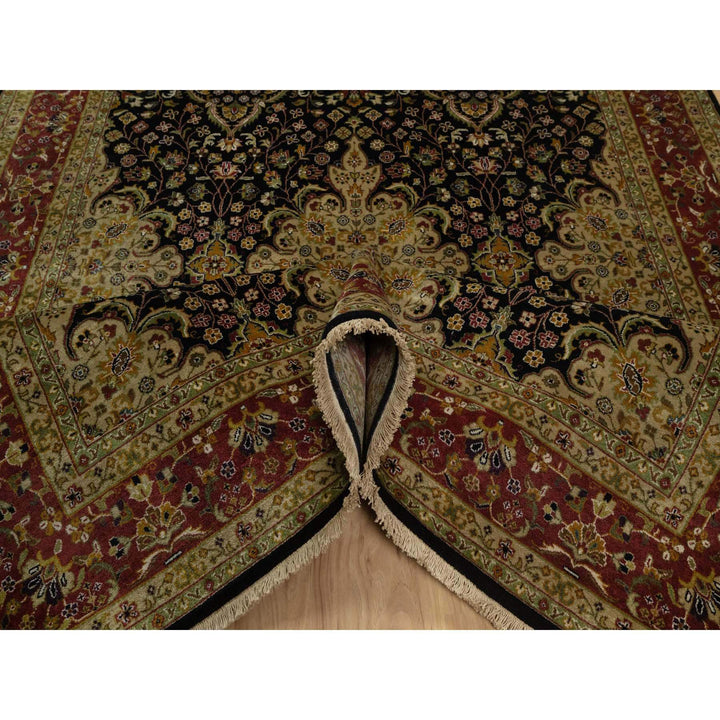 5'11" x 9'1" New Hand Knotted Black Wool Rectangle Oriental Rug - MOA10291435