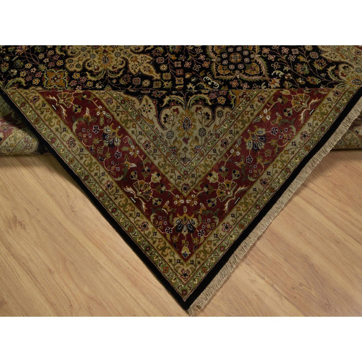 5'11" x 9'1" New Hand Knotted Black Wool Rectangle Oriental Rug - MOA10291435