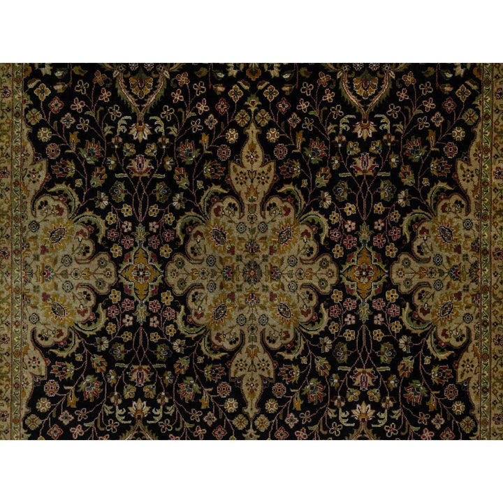 5'11" x 9'1" New Hand Knotted Black Wool Rectangle Oriental Rug - MOA10291435